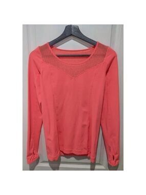 Lorna Jane | Mesh Long-Sleeve Performance Top in Coral